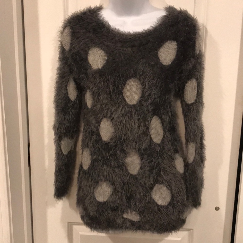 Joseph A Fuzzy Sweater Gray Size S